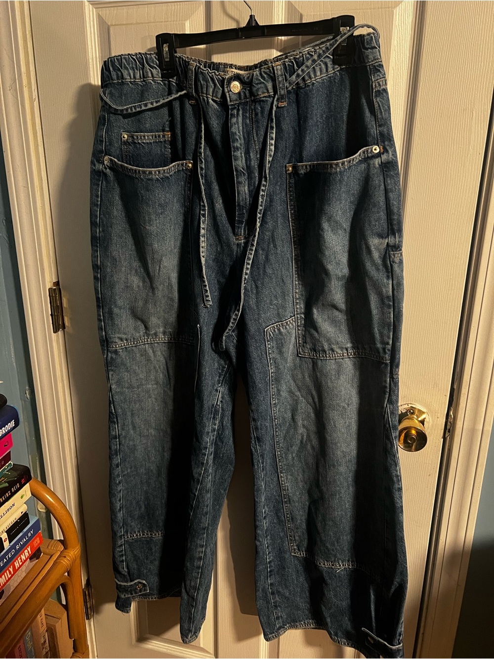Free People Wide-Leg Flare Denim Jeans in Dark Blue